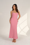 Sapphire Pink Maxi Dress with Jeweled Straps