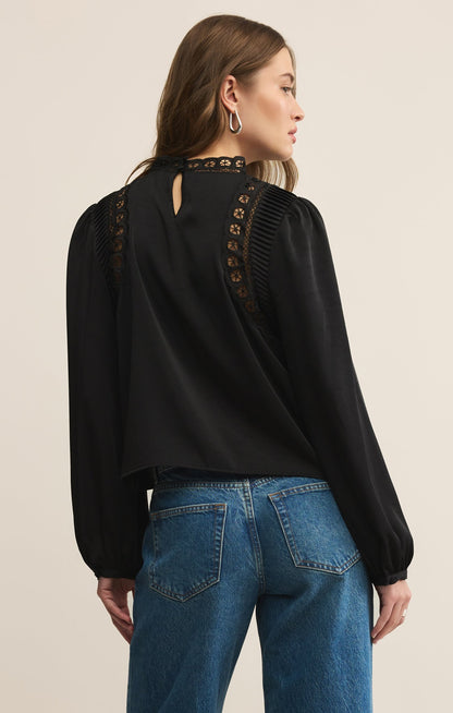 Silvana Mock Neck Embroidered Top