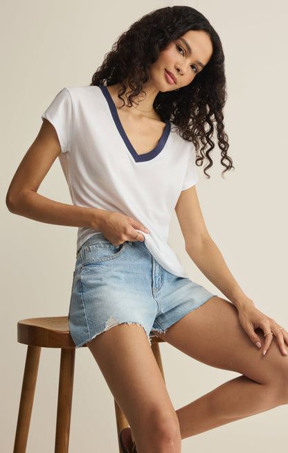 Modern Contrast V-Neck Tee
