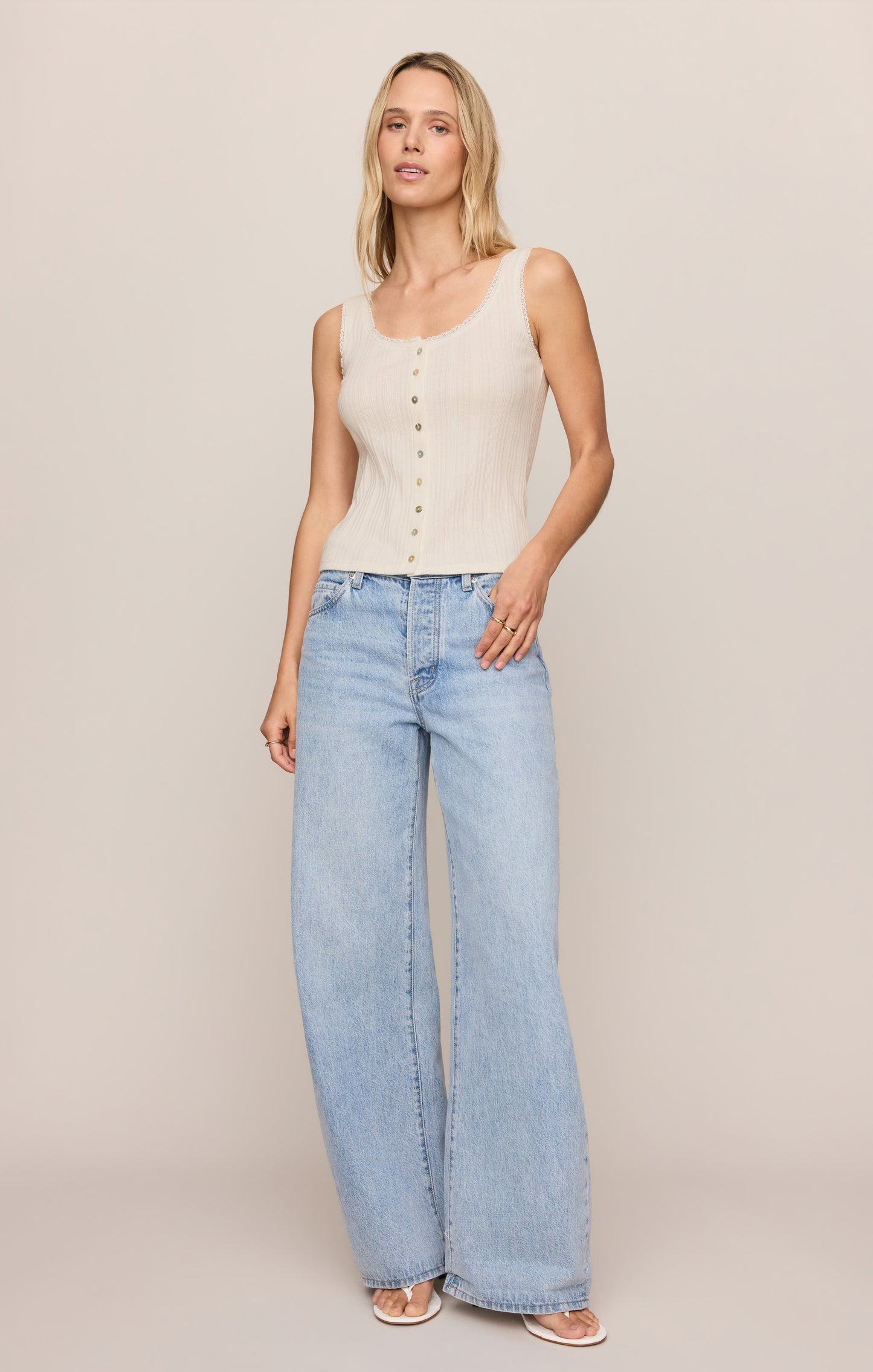 Lainey Pointelle Button Front Tank
