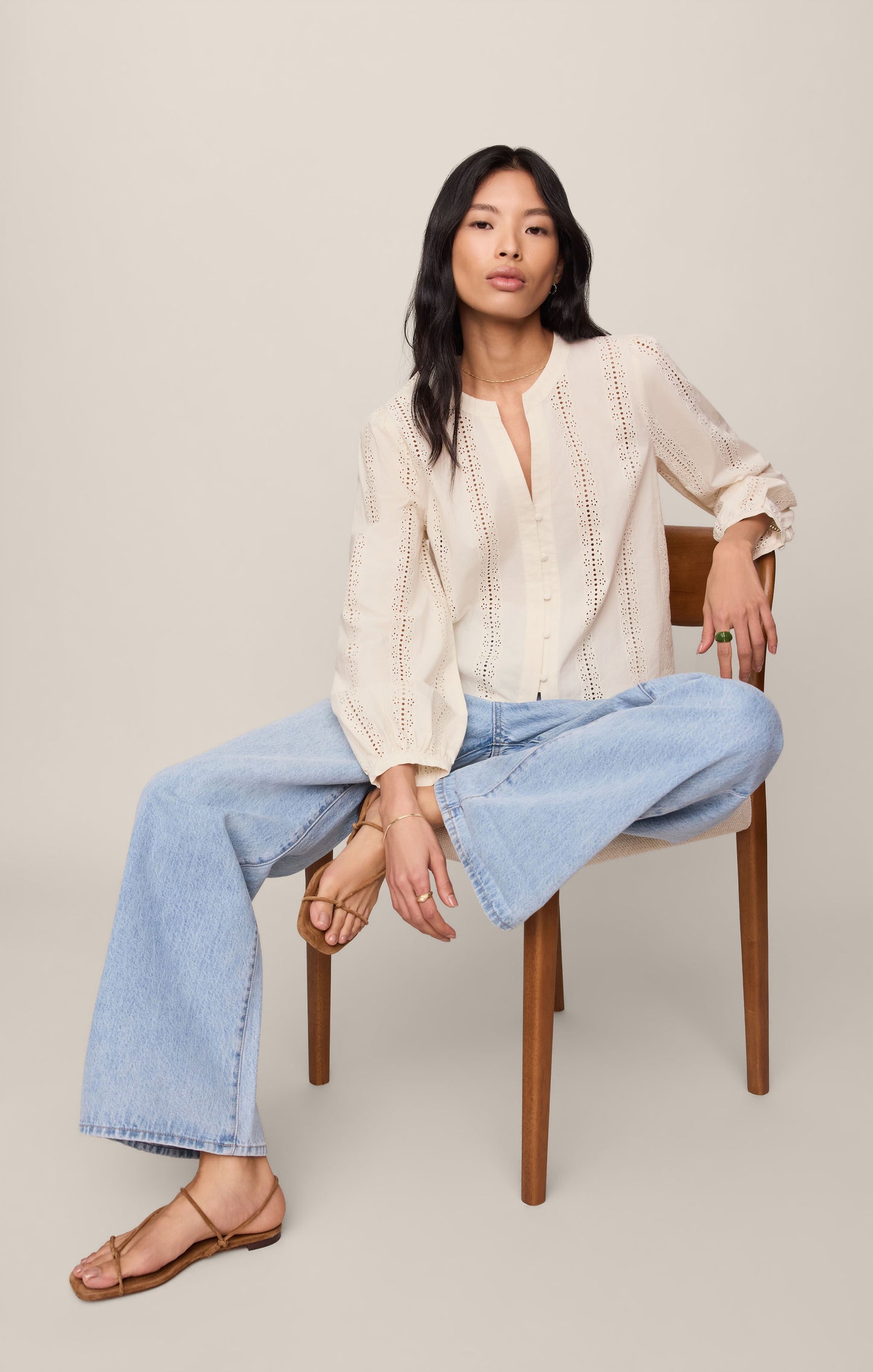 Louella Embroidered Button Up Top
