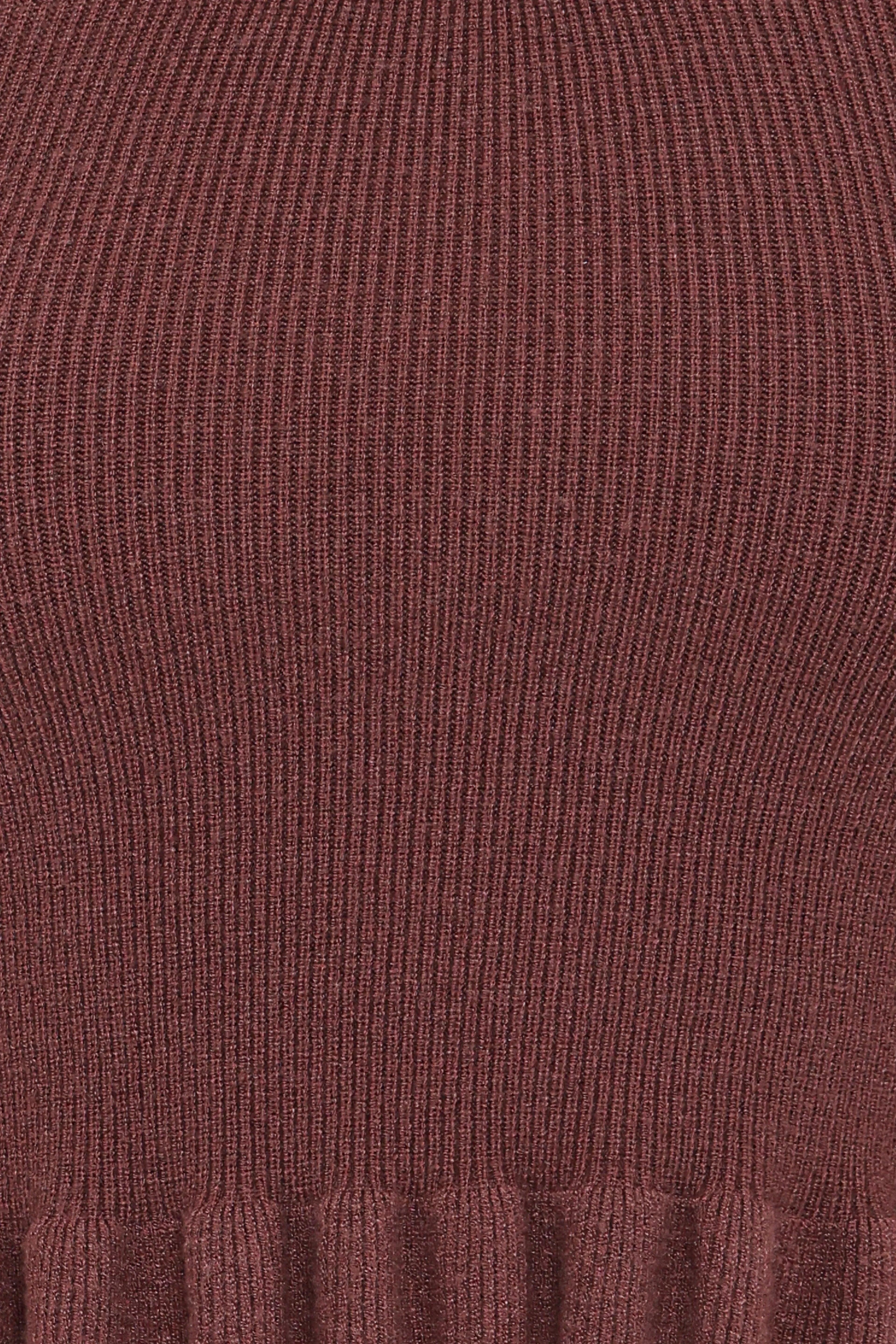Berenice Ruffle Hem Knitted Top - Brown