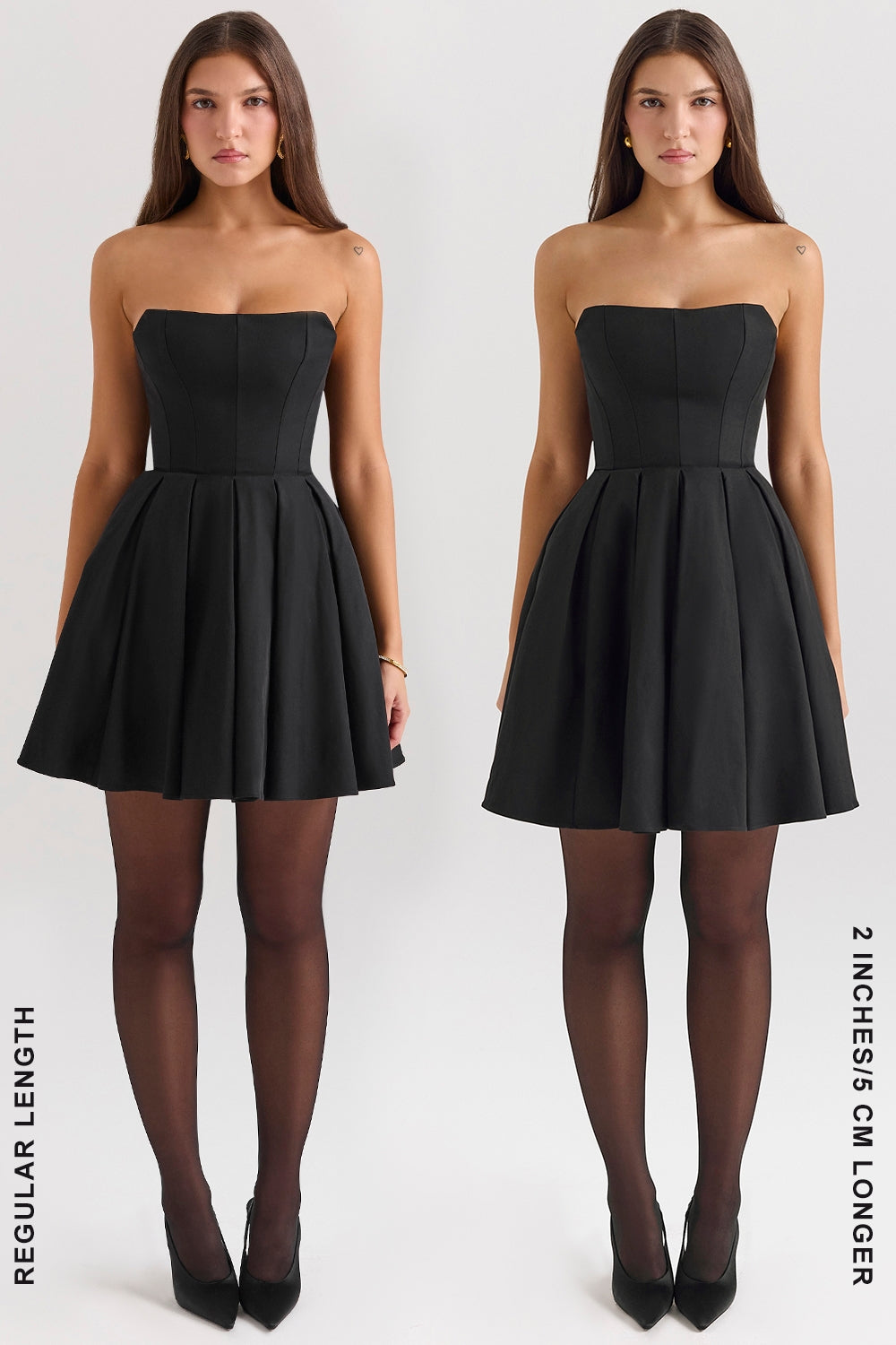 black strapless detachable bow mini dress