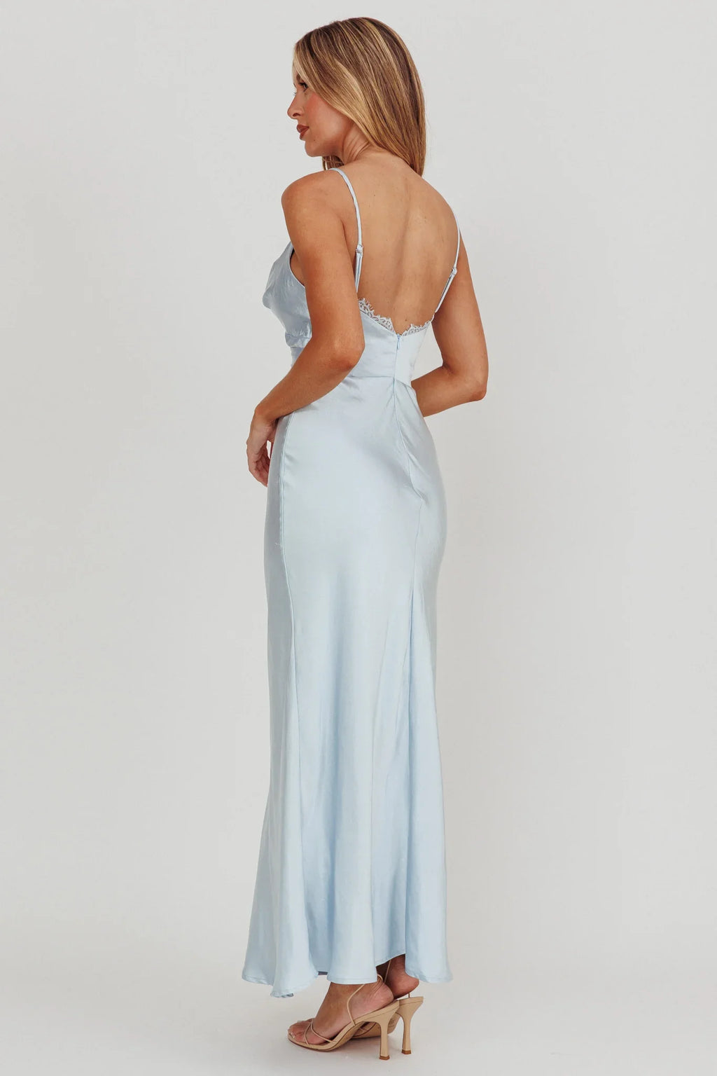 Our Story Surplice Neckline Maxi Dress Steel Blue