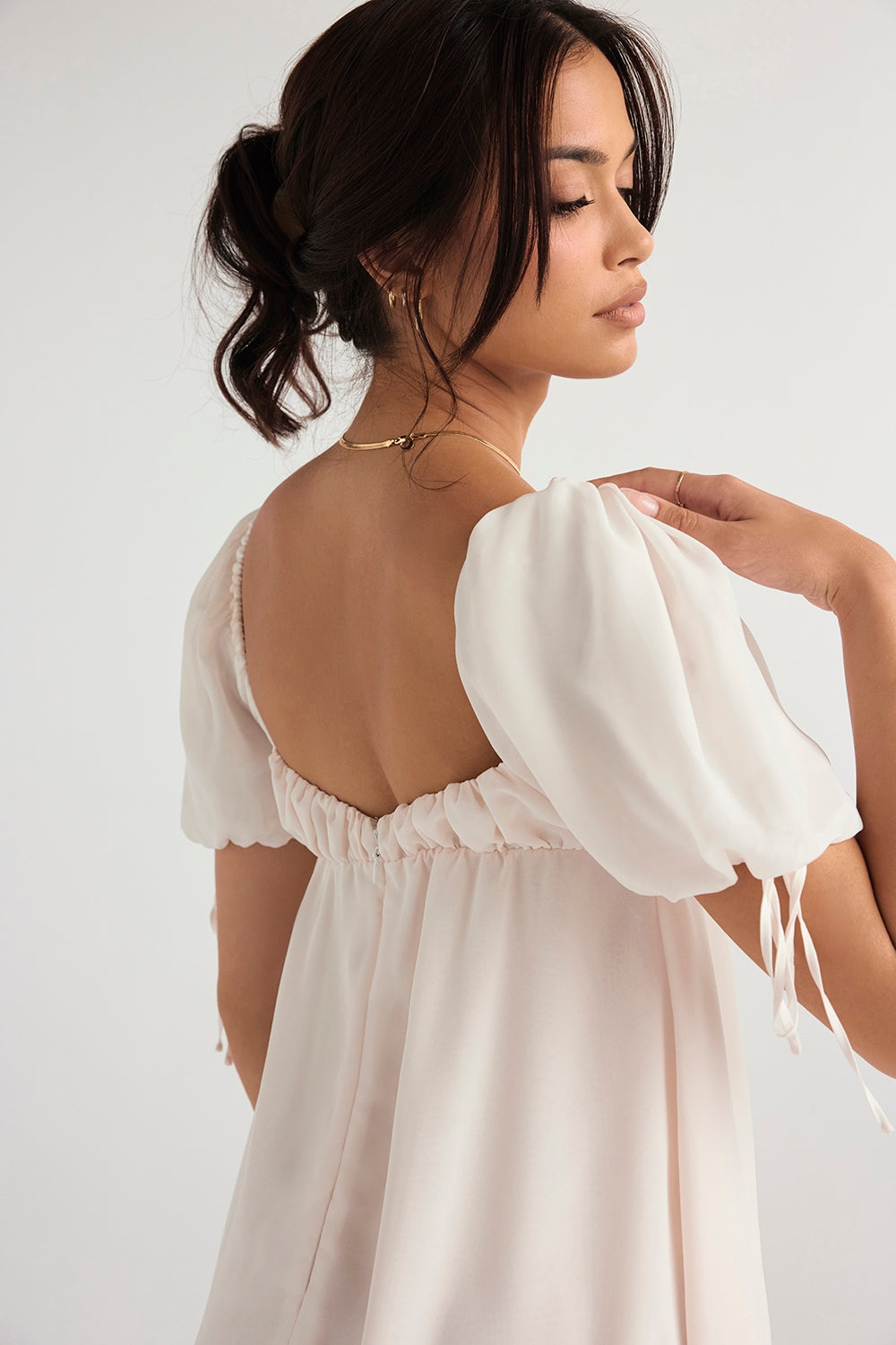 ivory georgette mini dress - sale