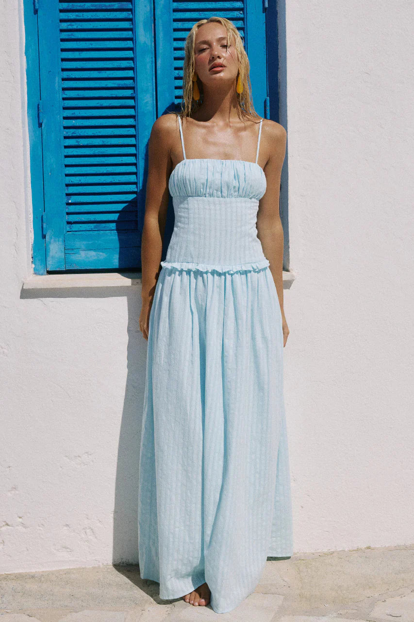 KEILY SQUARE NECK MAXI DRESS - BLUE