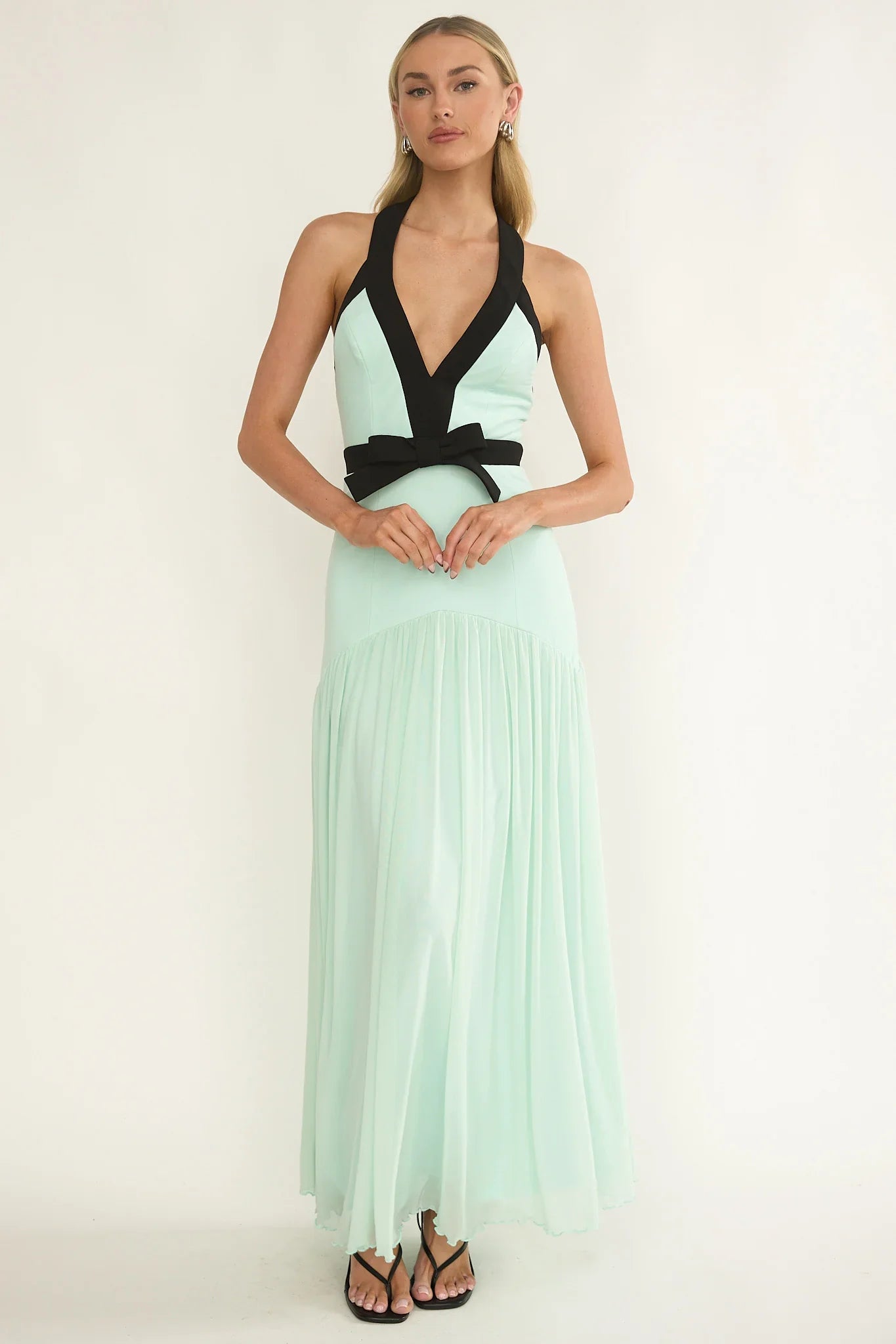 Aven Halter Bow Maxi Dress Mint