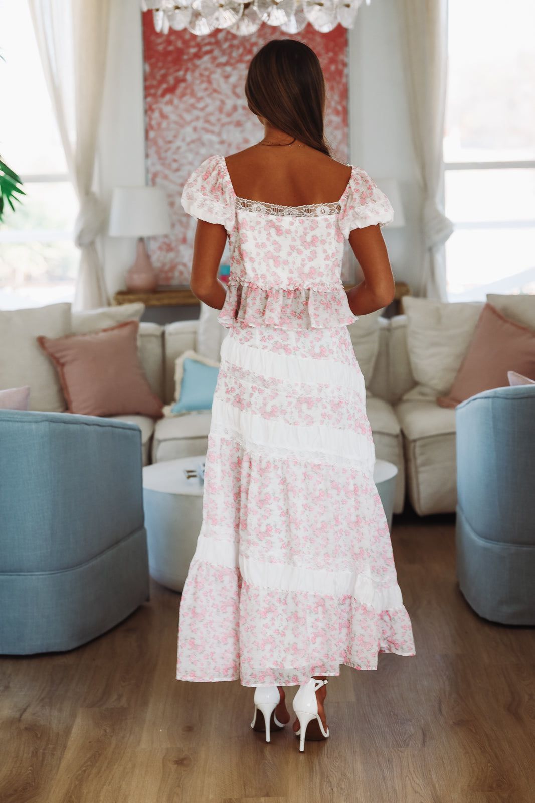 Enchanted Moments Top -  White and Pink