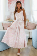 Harbor Breeze Top and Midi Skirt Set - Pink
