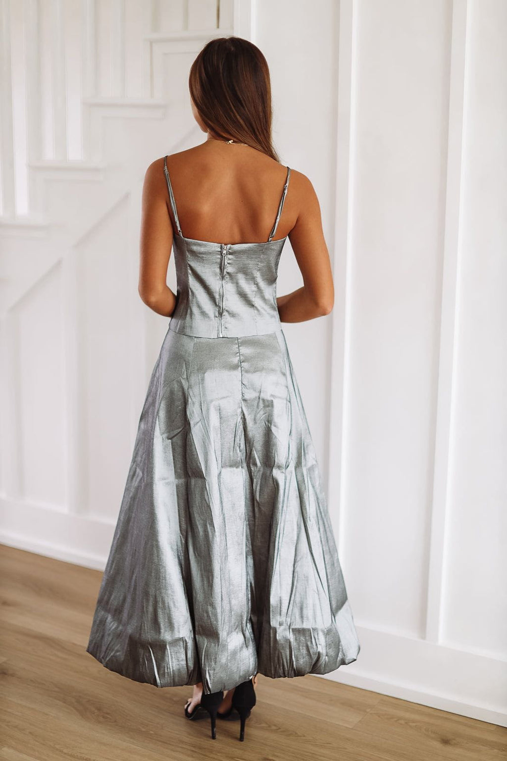 This Hits Different Maxi Skirt - Gunmetal Silver (FINAL SALE)