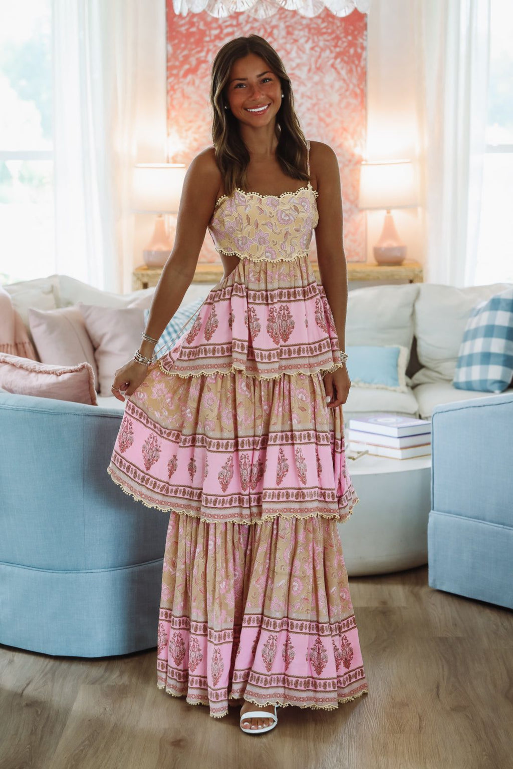 Wayward Maxi Dress - Yellow, Pink and Cream