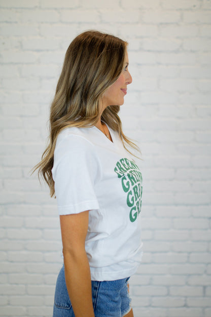 Wavy Leeds Greenwave V-Neck Tee - White