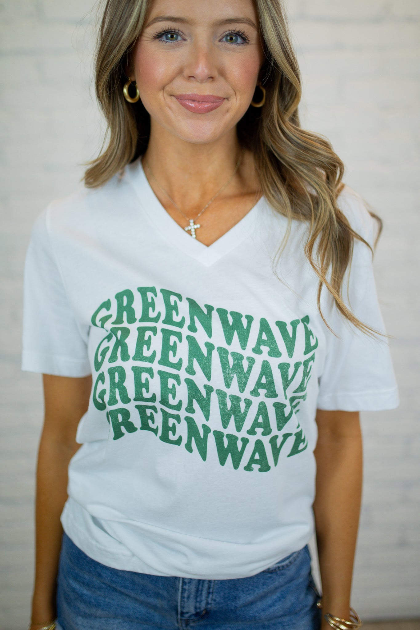 Wavy Leeds Greenwave V-Neck Tee - White
