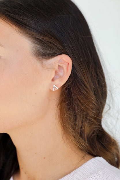 Annie Gold Rhinestone V Stud Earrings