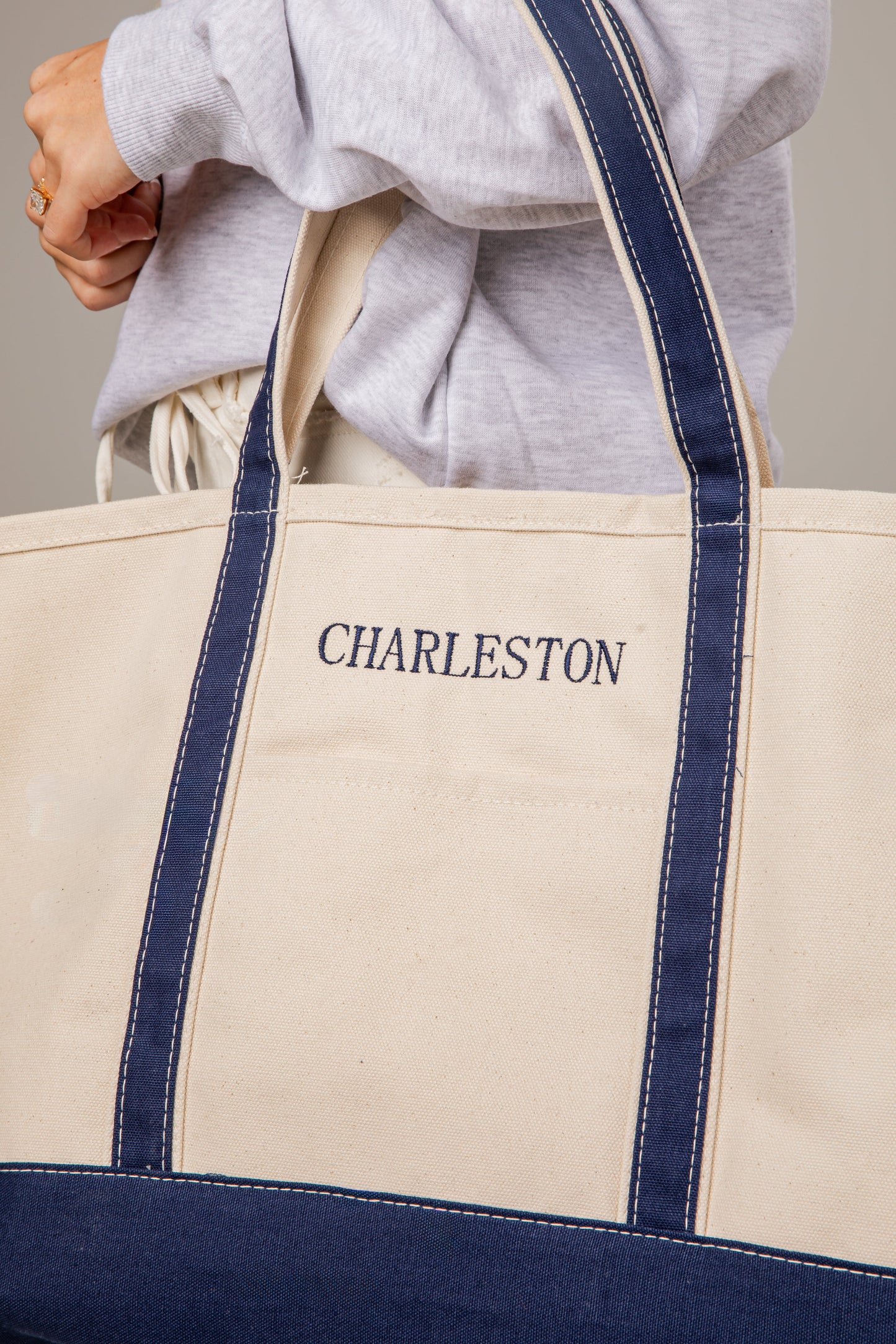 Charleston Embroidered Large Canvas Tote Bag