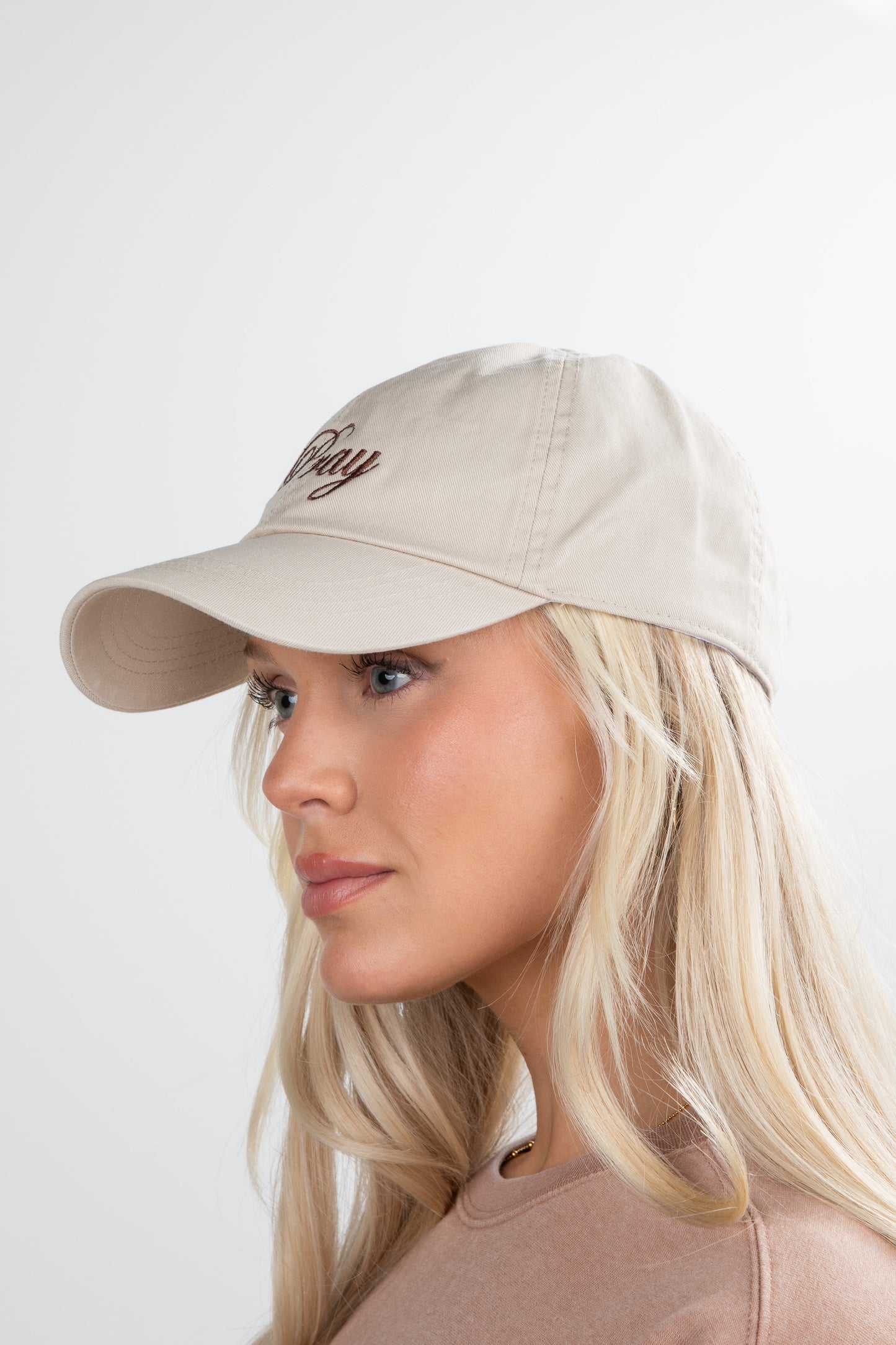Beige Pray Script Hat