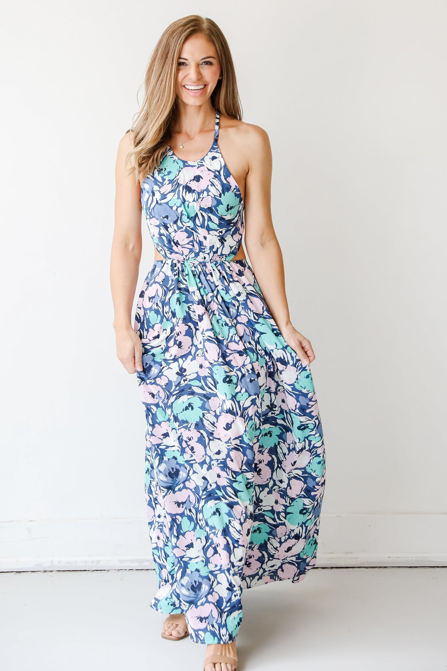 Cabana Chic Halter Maxi Dress
