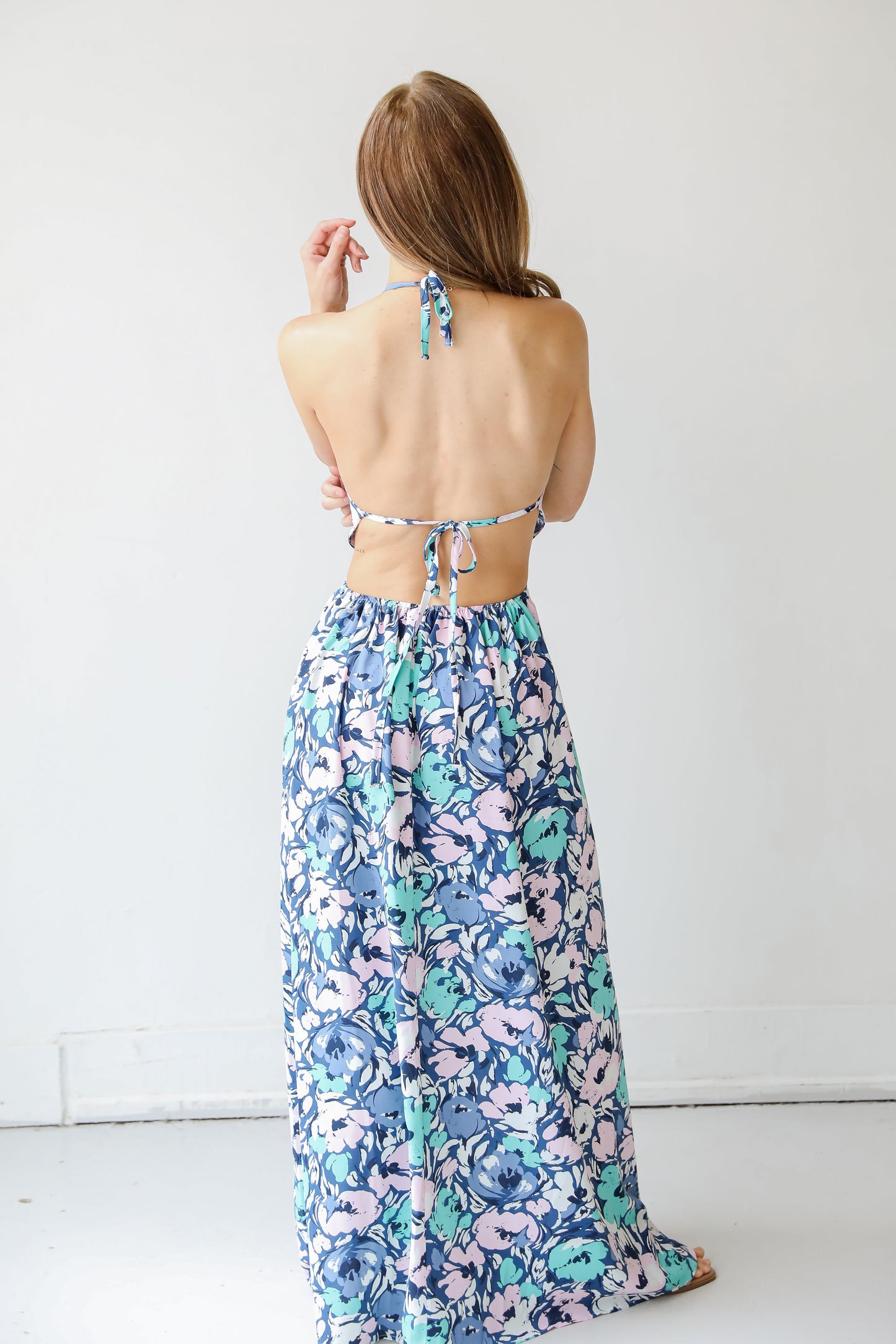 Cabana Chic Halter Maxi Dress