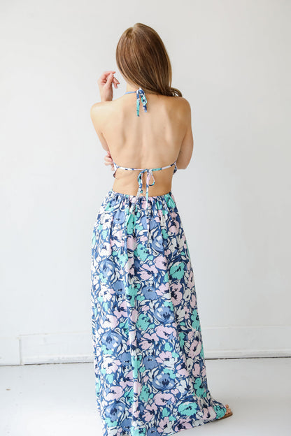 Cabana Chic Halter Maxi Dress
