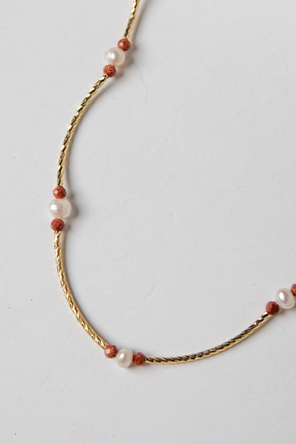 Amber Gold Beaded Necklace