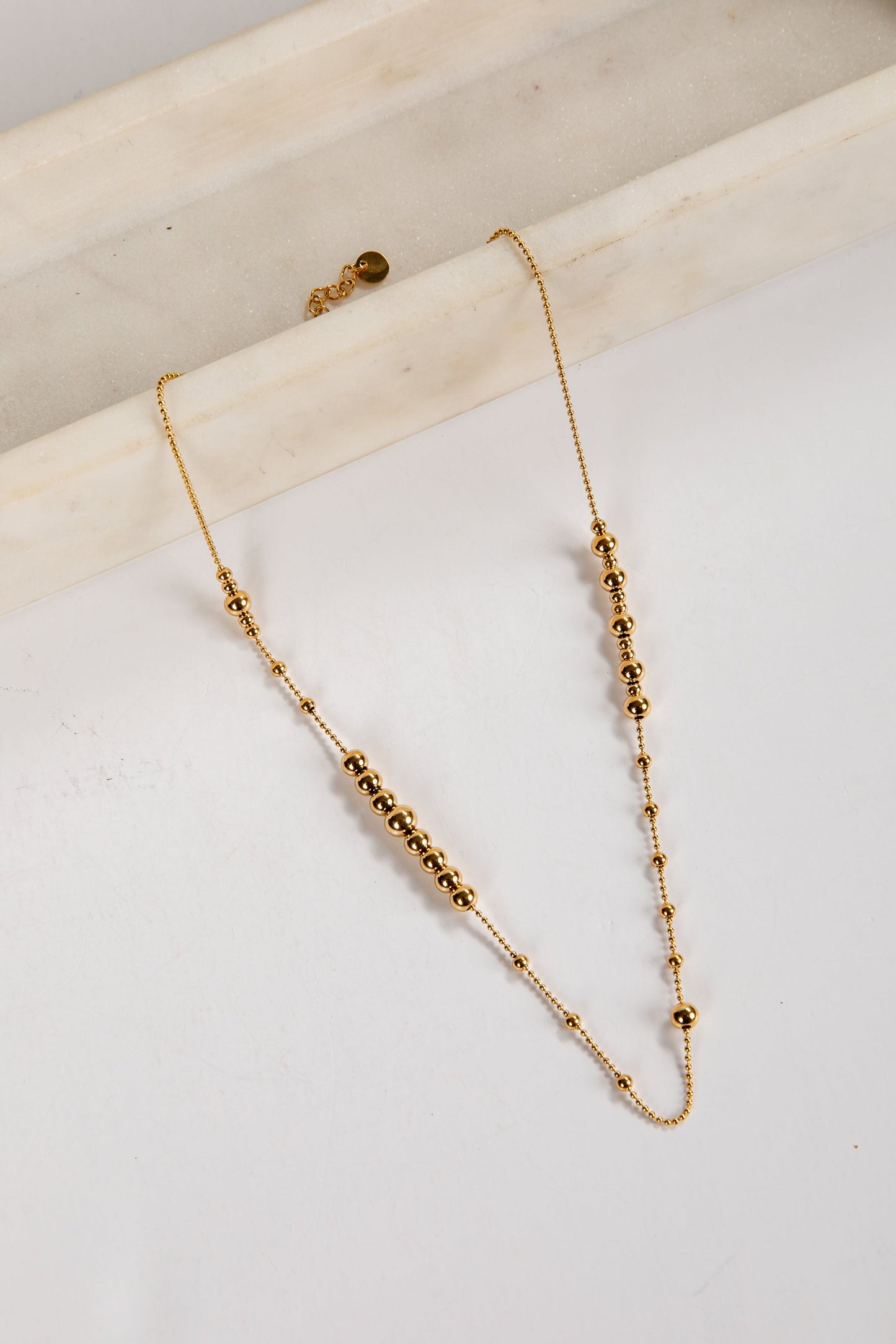 Amber Gold Beaded Chain Necklace