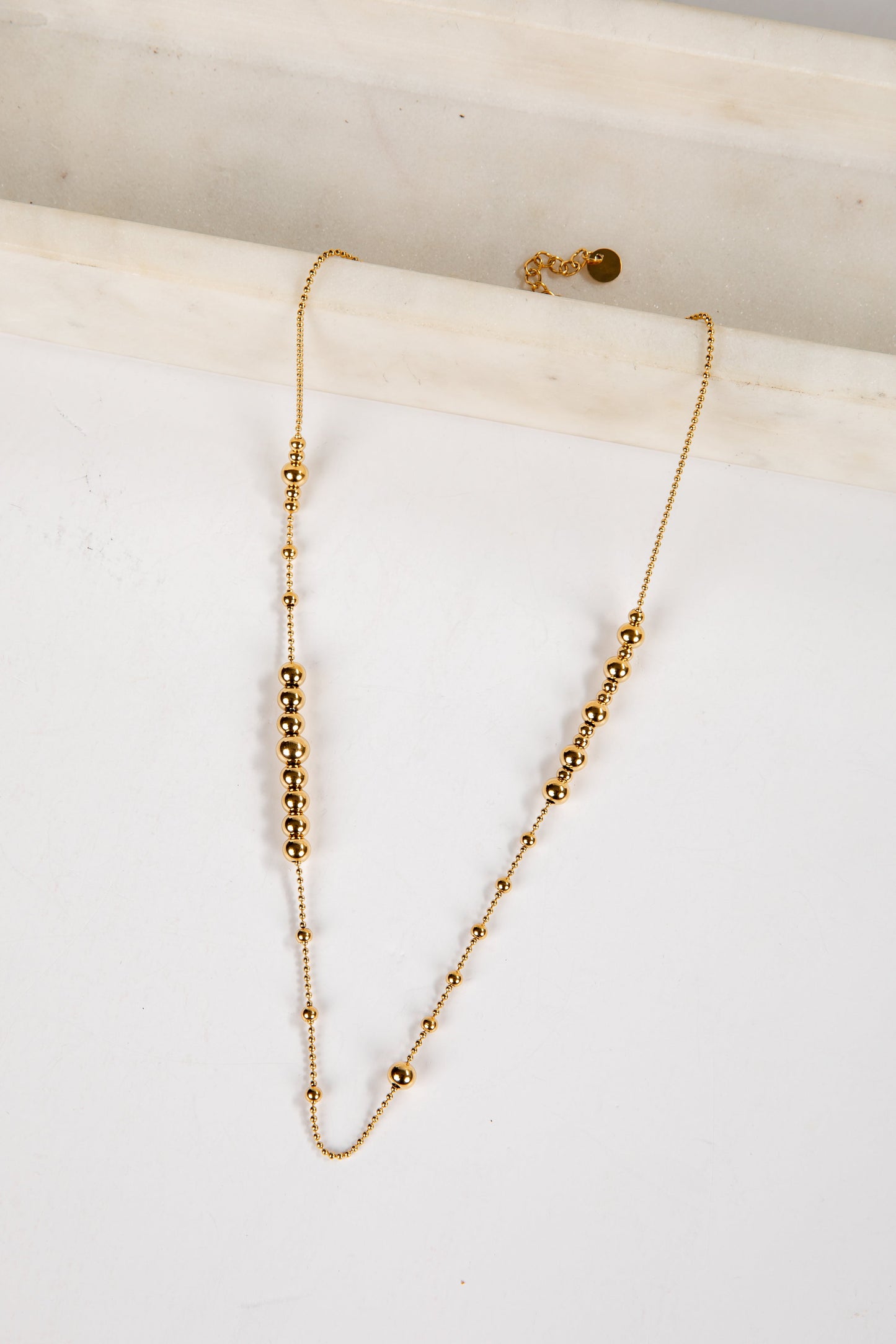 Amber Gold Beaded Chain Necklace