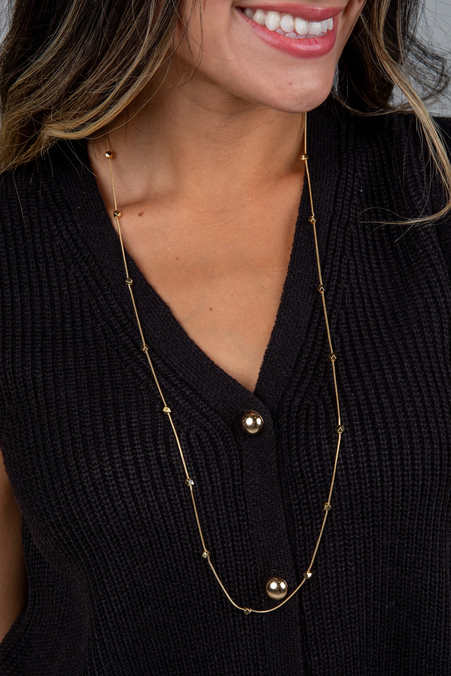 Alyssa Gold Beaded Chain Necklace