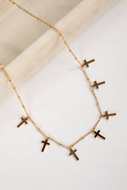 Amy Gold Cross Charm Necklace