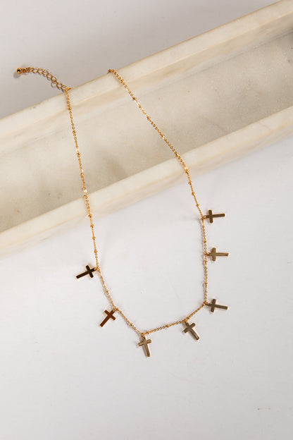 Amy Gold Cross Charm Necklace