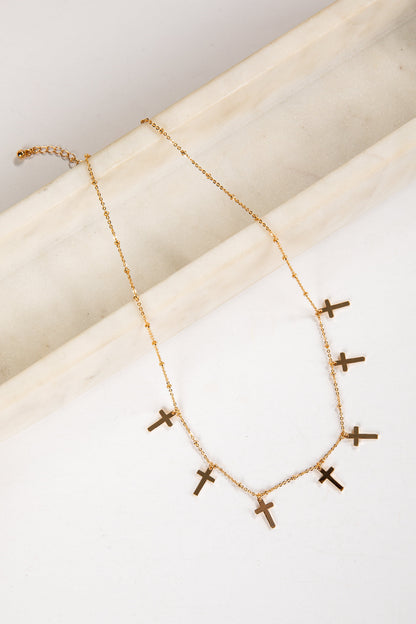 Amy Gold Cross Charm Necklace