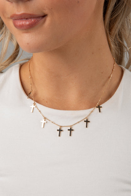 Amy Gold Cross Charm Necklace