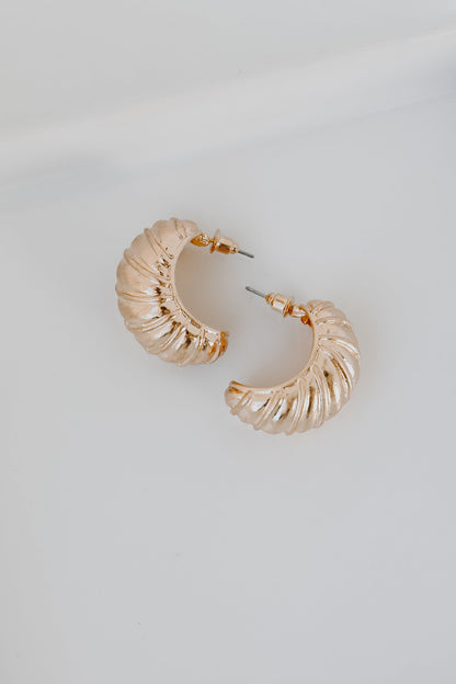 Alina Gold Textured Hoop Earrings