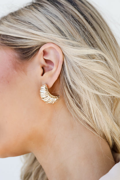 Alina Gold Textured Hoop Earrings