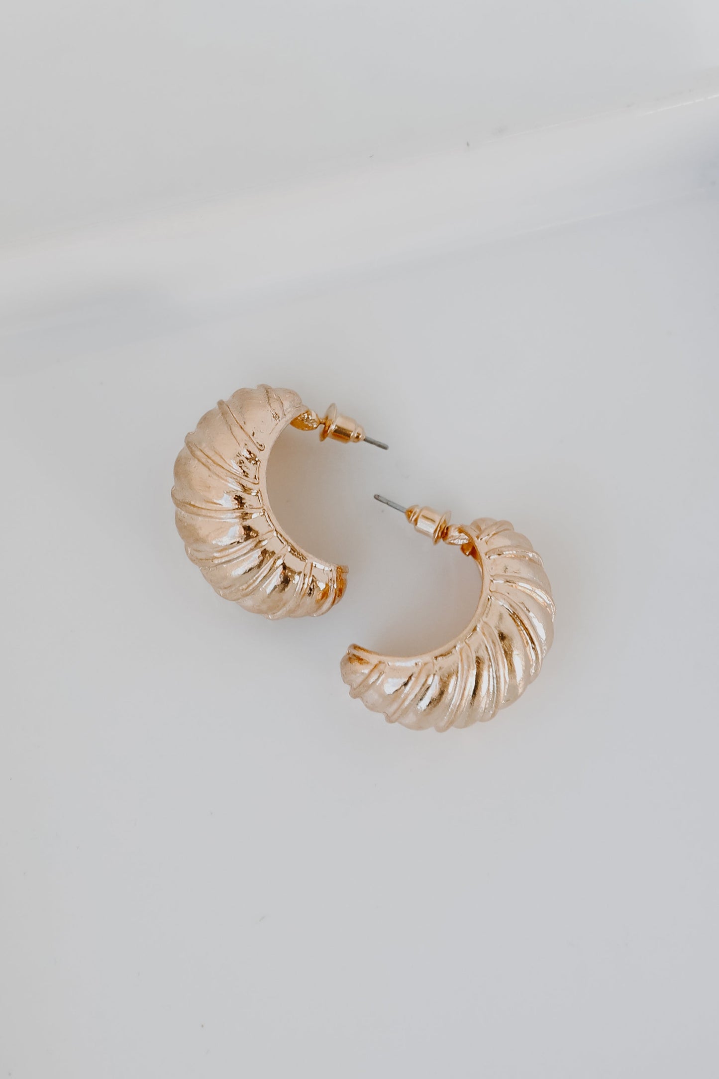 Alina Gold Textured Hoop Earrings