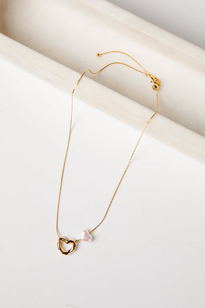 Brynlee Gold Pearl Heart Pendant Necklace