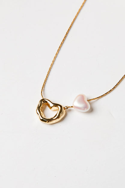 Brynlee Gold Pearl Heart Pendant Necklace