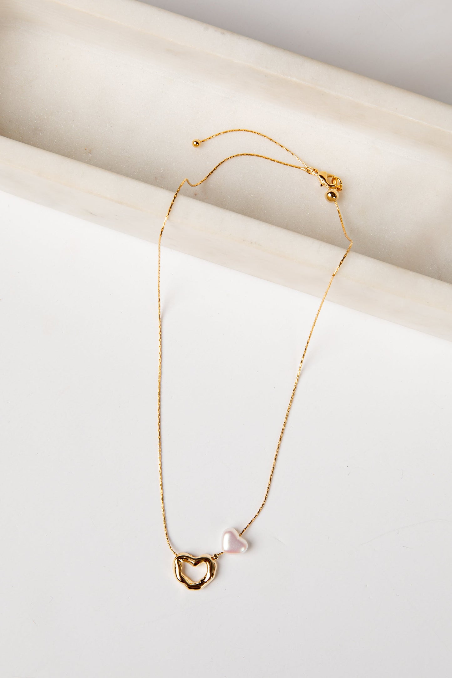 Brynlee Gold Pearl Heart Pendant Necklace