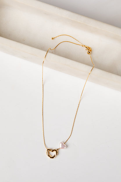 Brynlee Gold Pearl Heart Pendant Necklace