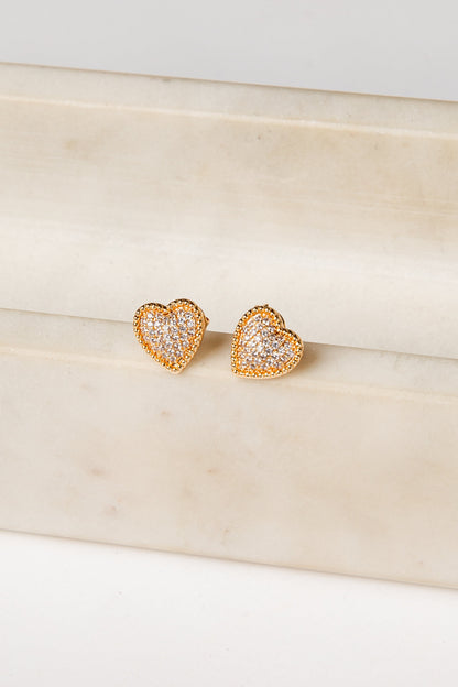 Cecily Gold Heart Stud Earrings