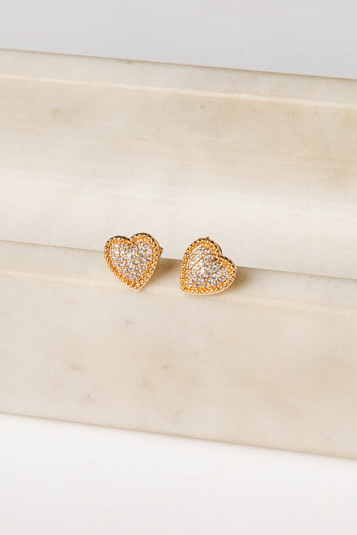 Cecily Gold Heart Stud Earrings