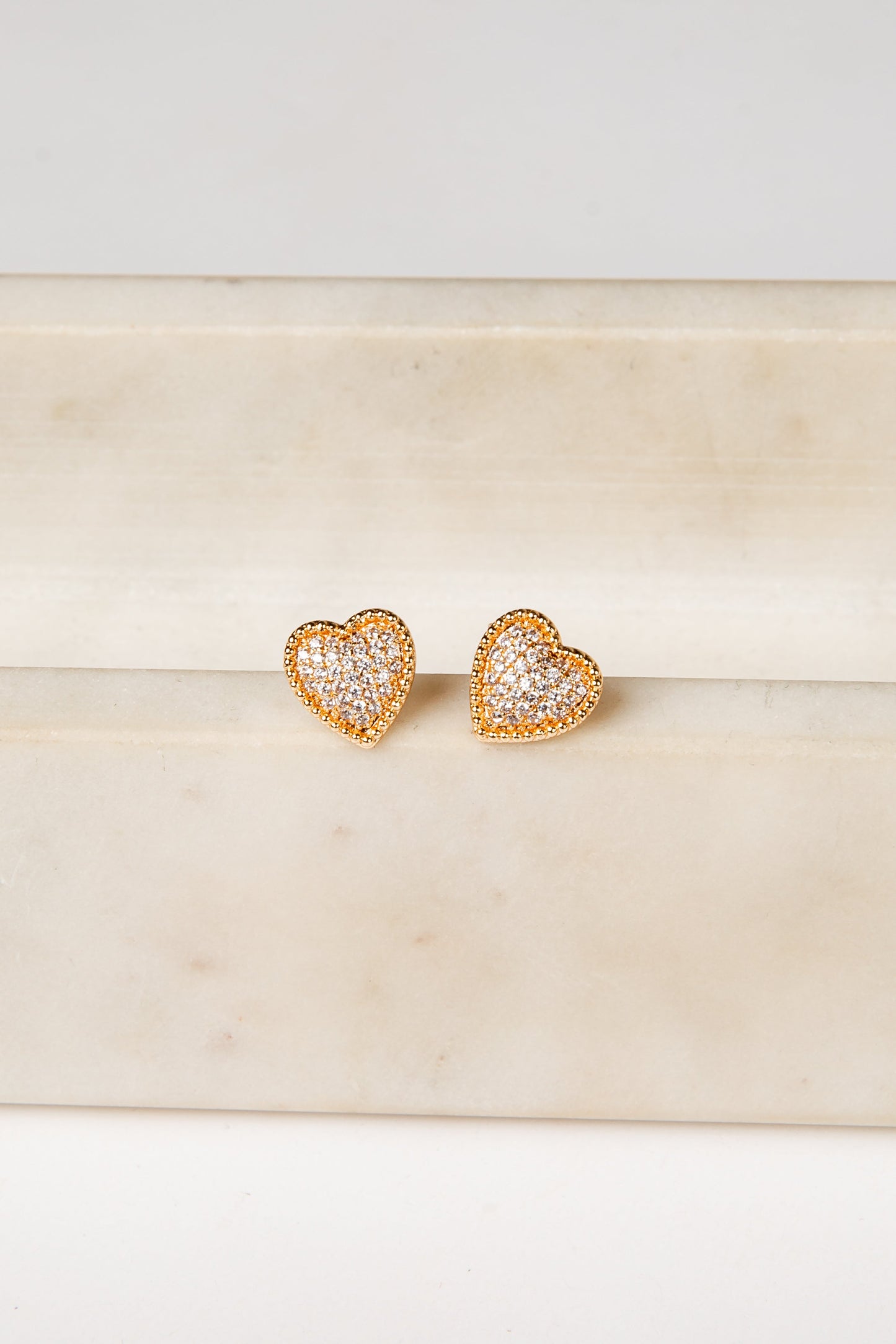 Cecily Gold Heart Stud Earrings