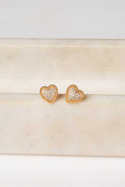 Cecily Gold Heart Stud Earrings