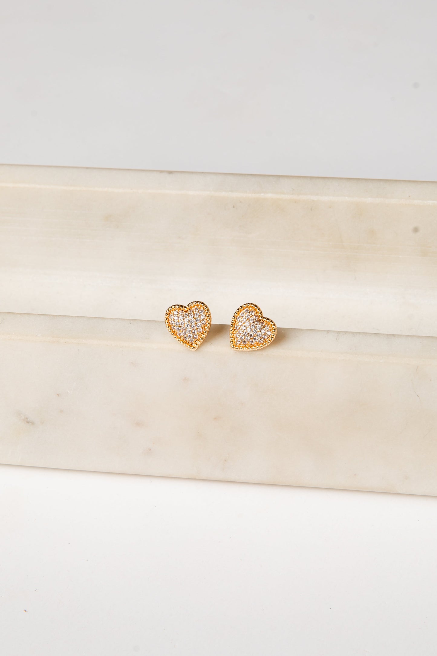 Cecily Gold Heart Stud Earrings