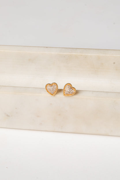 Cecily Gold Heart Stud Earrings