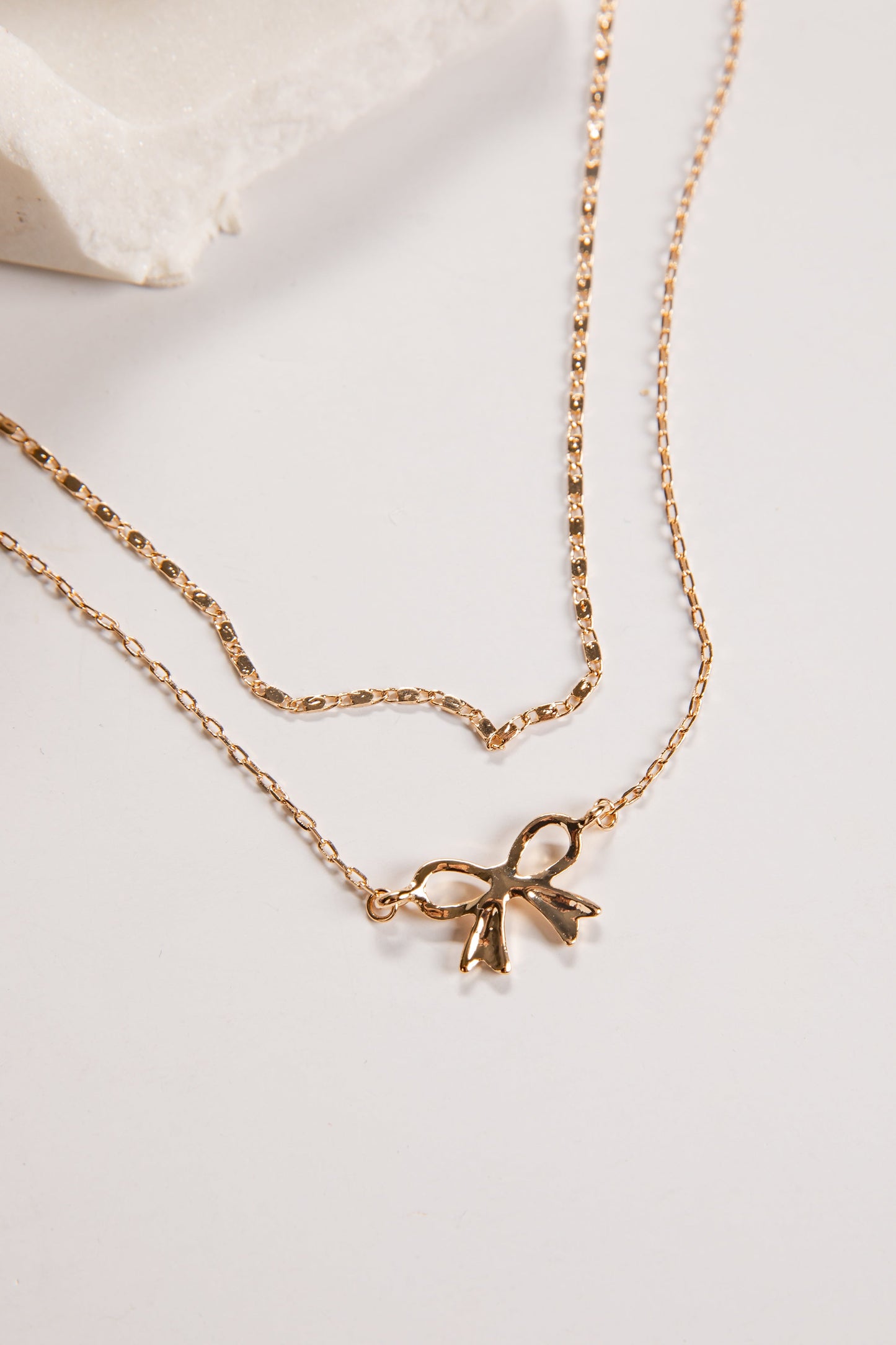 Alessia Gold Bow Layered Charm Necklace