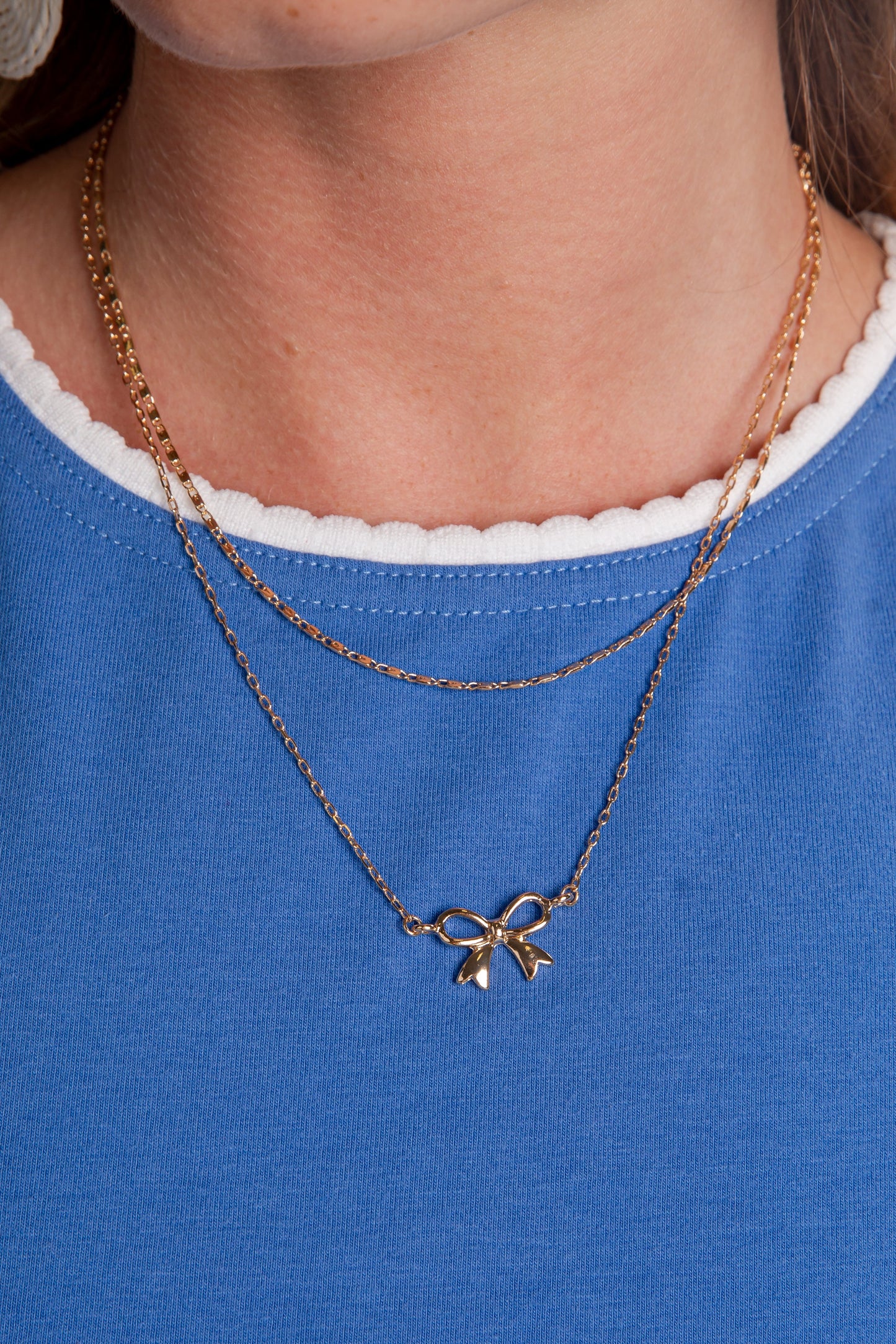 Alessia Gold Bow Layered Charm Necklace