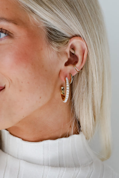 Elle Gold Pearl Hoop Earrings