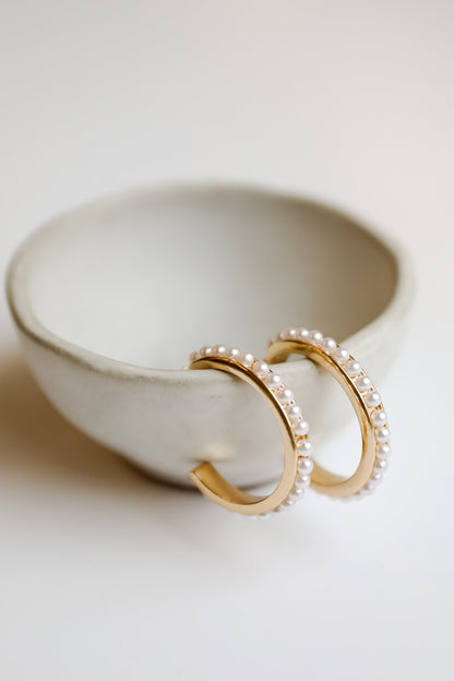 Elle Gold Pearl Hoop Earrings