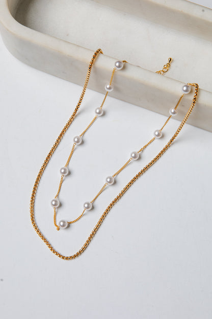Colette Pearl Layered Gold Necklace