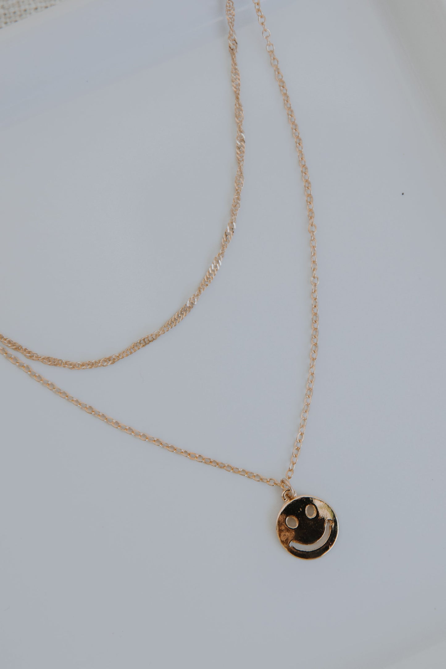 Ashton Gold Layered Smiley Face Necklace